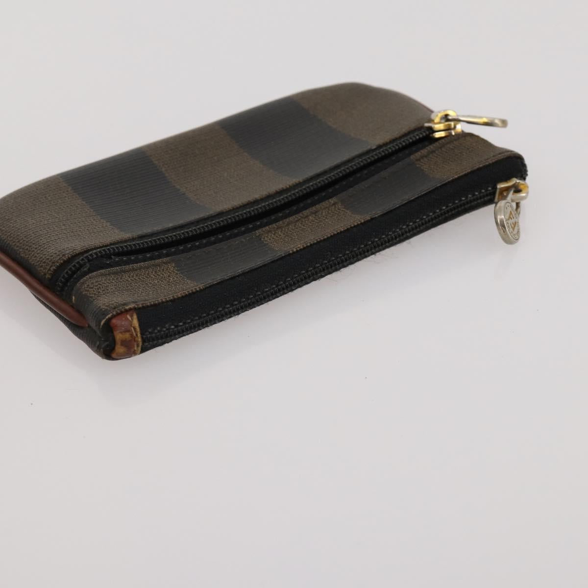 FENDI Zucca Canvas Pouch 5 Set Brown Black Auth CB300
