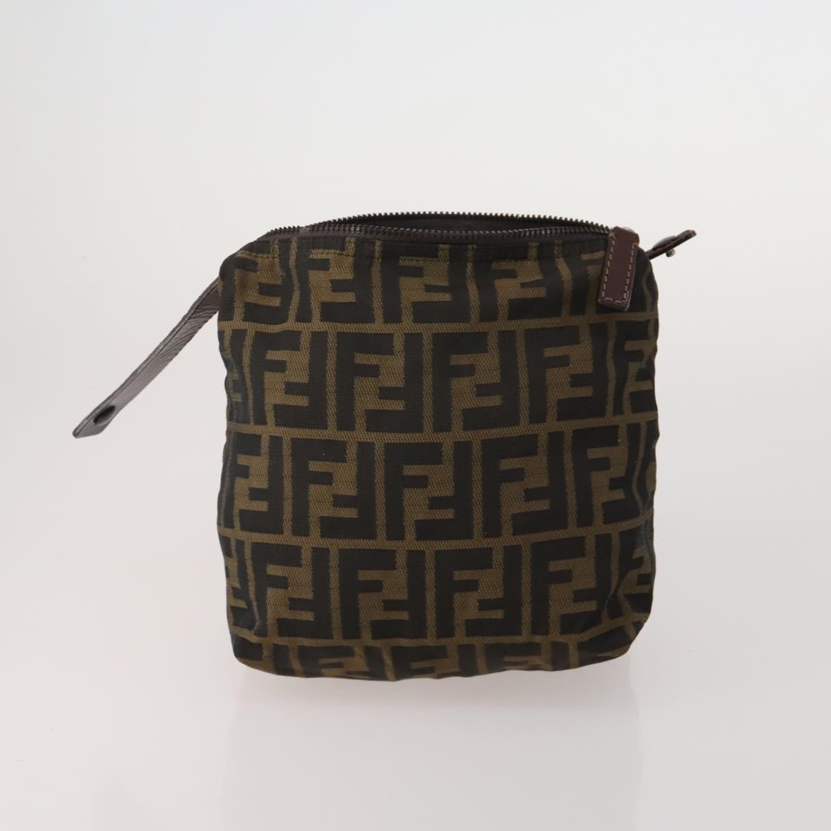 FENDI Zucca Canvas Pouch 5 Set Brown Black Auth CB300