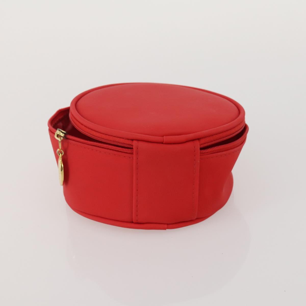 Christian Dior Trotter Canvas Pouch Leather 6 Set White Beige Red Auth CB301
