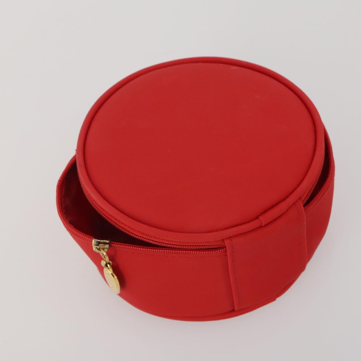 Christian Dior Trotter Canvas Pouch Leather 6 Set White Beige Red Auth CB301