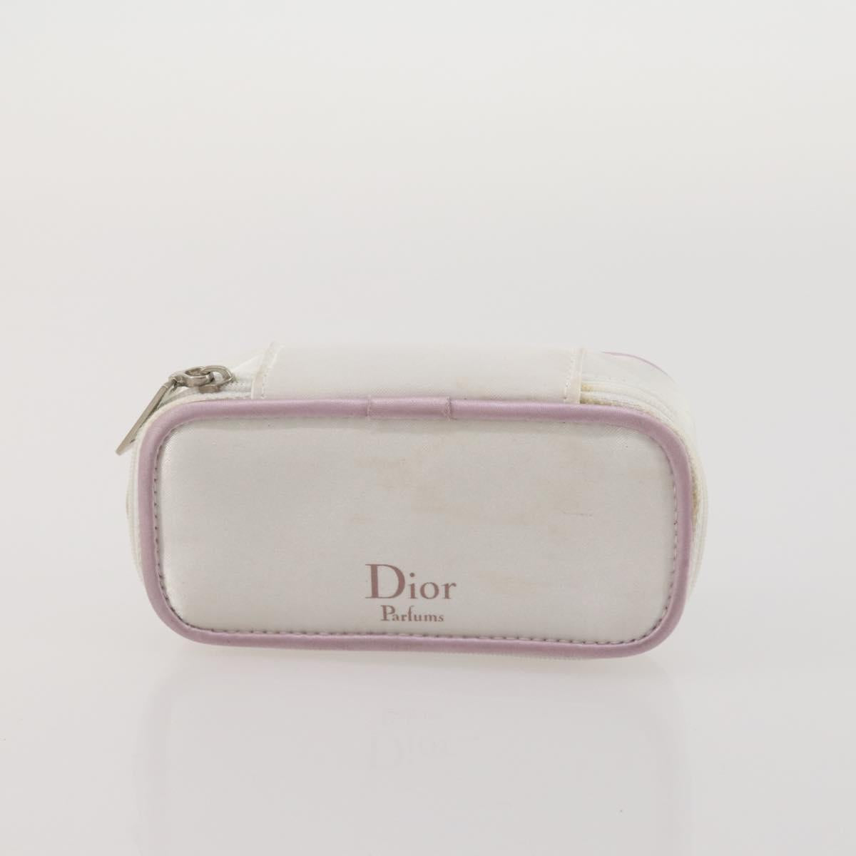Christian Dior Trotter Canvas Pouch Leather 6 Set White Beige Red Auth CB301