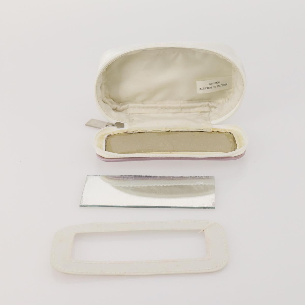 Christian Dior Trotter Canvas Pouch Leather 6 Set White Beige Red Auth CB301