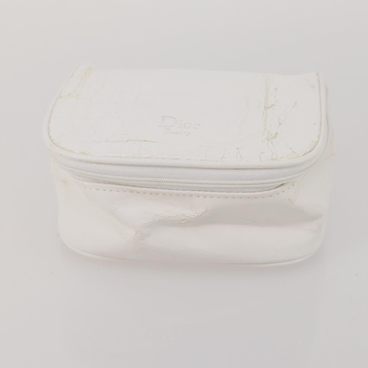 Christian Dior Trotter Canvas Pouch Leather 6 Set White Beige Red Auth CB301