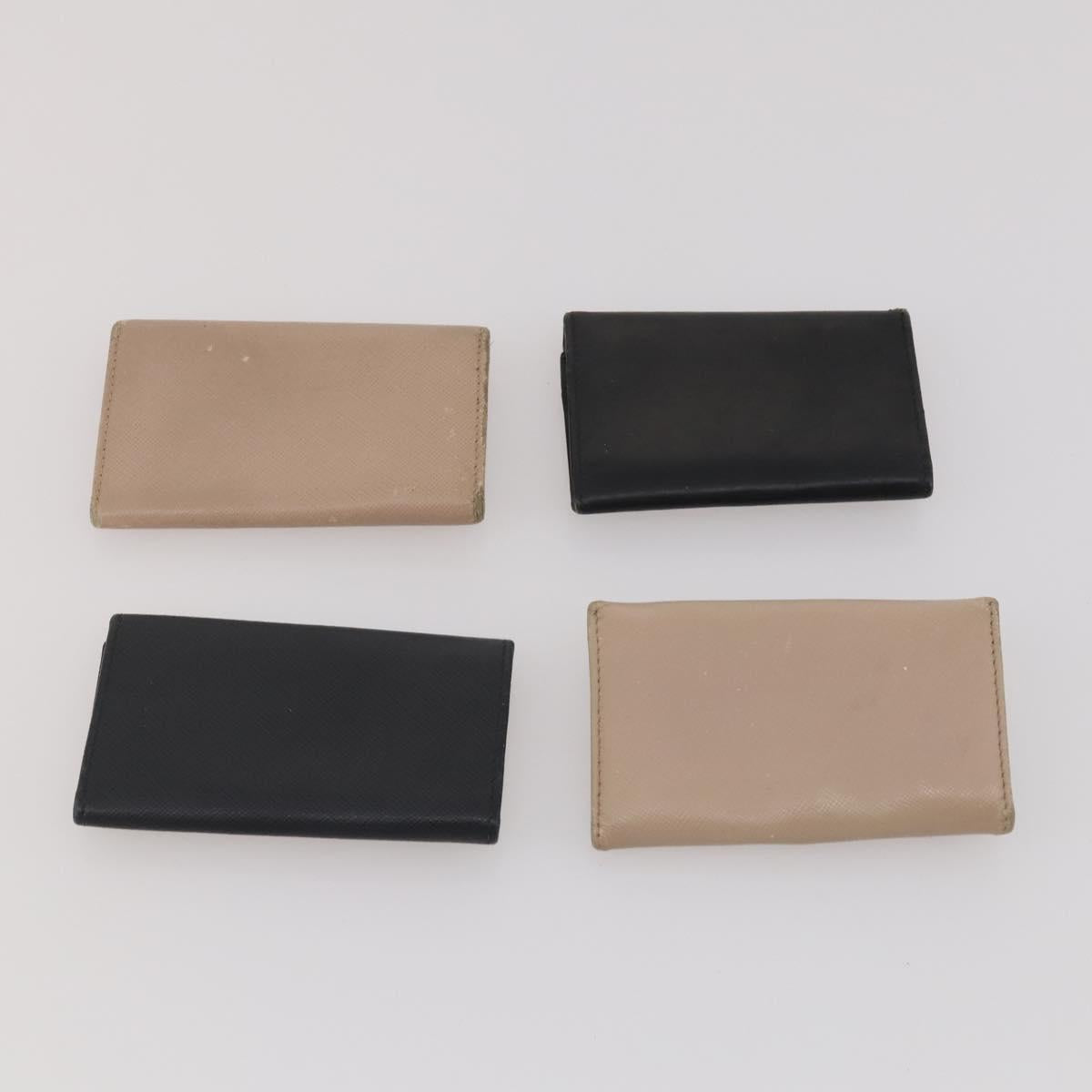 PRADA Key Case Saffiano leather 10 Set Black Beige Auth CB308