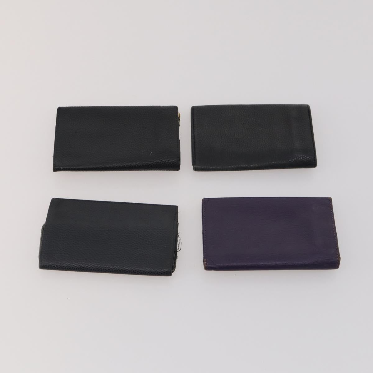 CHANEL Key Case Leather Caviar Skin 10 Set Pink Black purple CC Auth CB309