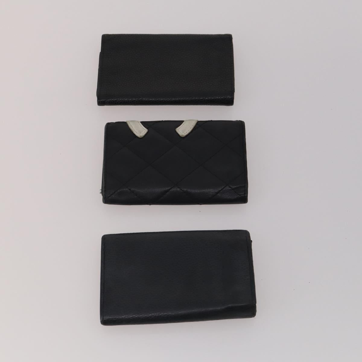 CHANEL Key Case Leather Caviar Skin 10 Set Pink Black purple CC Auth CB309