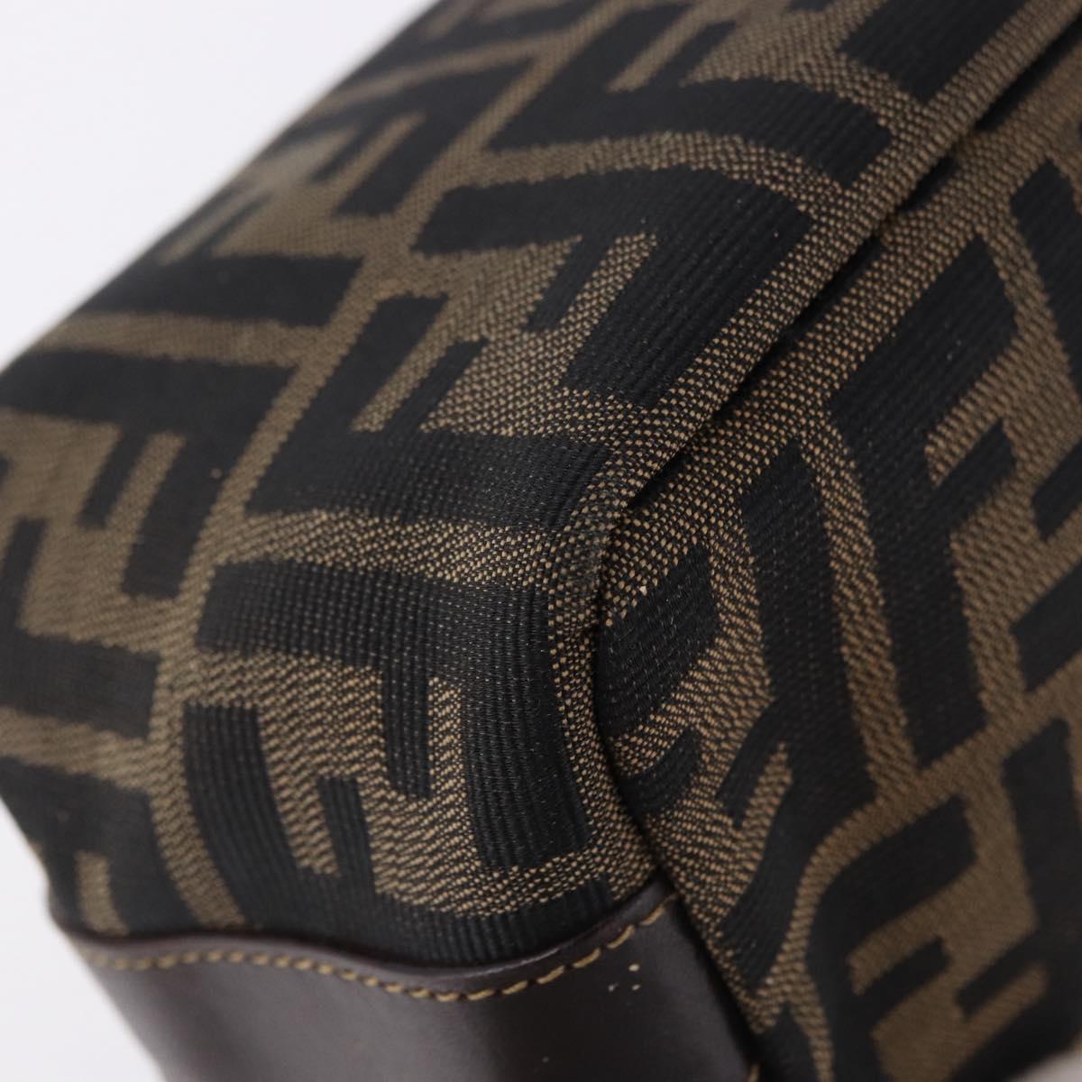 FENDI Zucca Canvas Pouch Black Brown Auth CB310