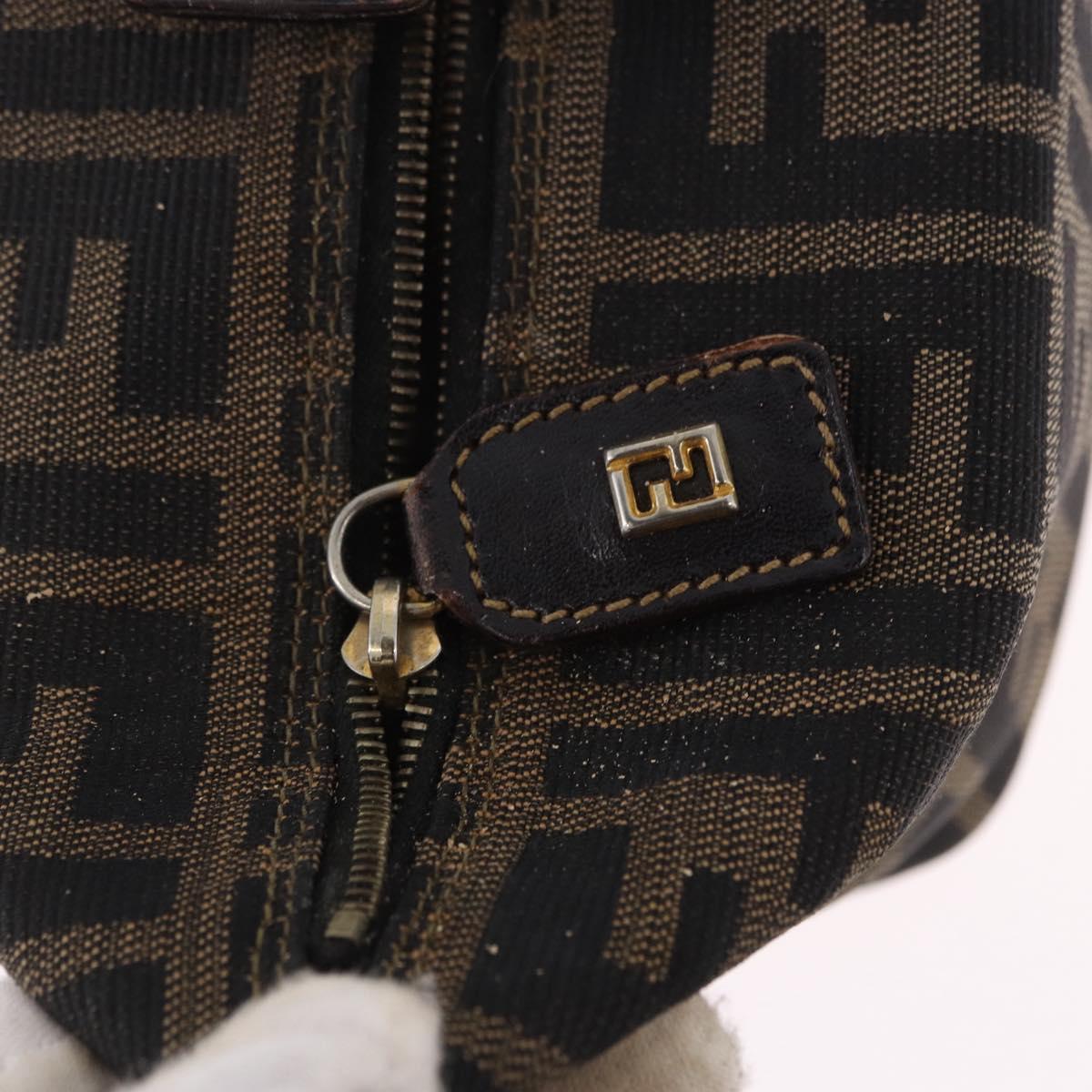 FENDI Zucca Canvas Pouch Black Brown Auth CB310