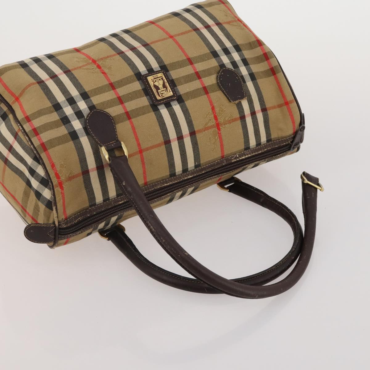BURBERRY Nova Check Boston Bag Canvas 5 Set Beige Auth CB312