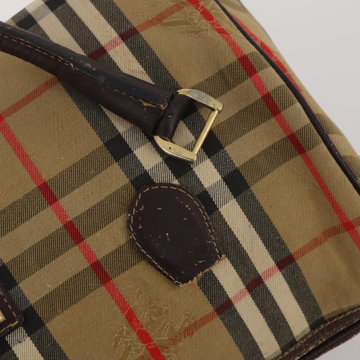 BURBERRY Nova Check Boston Bag Canvas 5 Set Beige Auth CB312