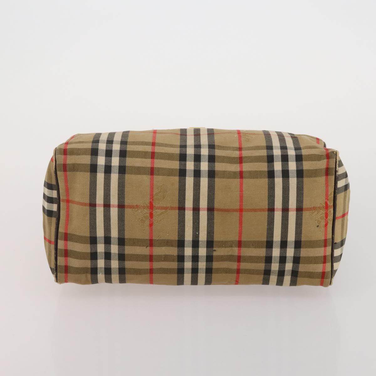 BURBERRY Nova Check Boston Bag Canvas 5 Set Beige Auth CB312