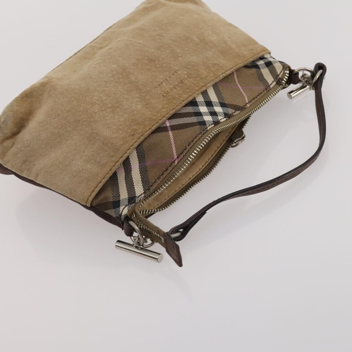 BURBERRY Nova Check Boston Bag Canvas 5 Set Beige Auth CB312