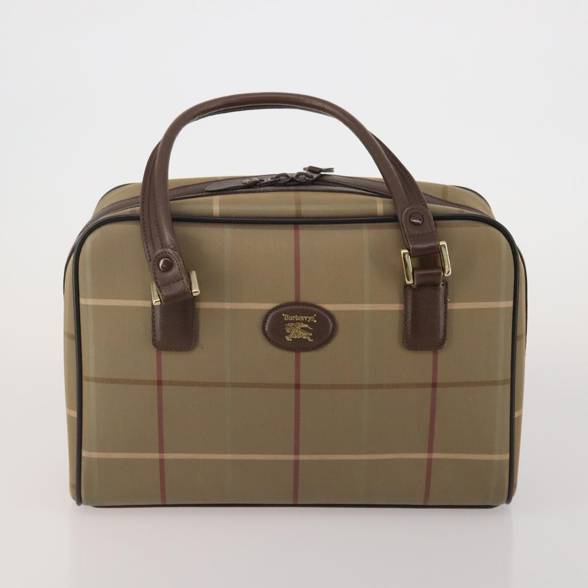 BURBERRY Nova Check Boston Bag Canvas 5 Set Beige Auth CB312