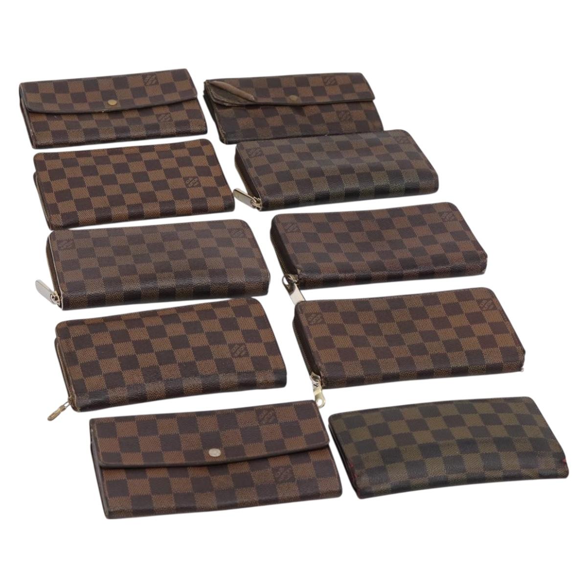 LOUIS VUITTON Damier Ebene Long Wallet 10 Set LV Auth CB319