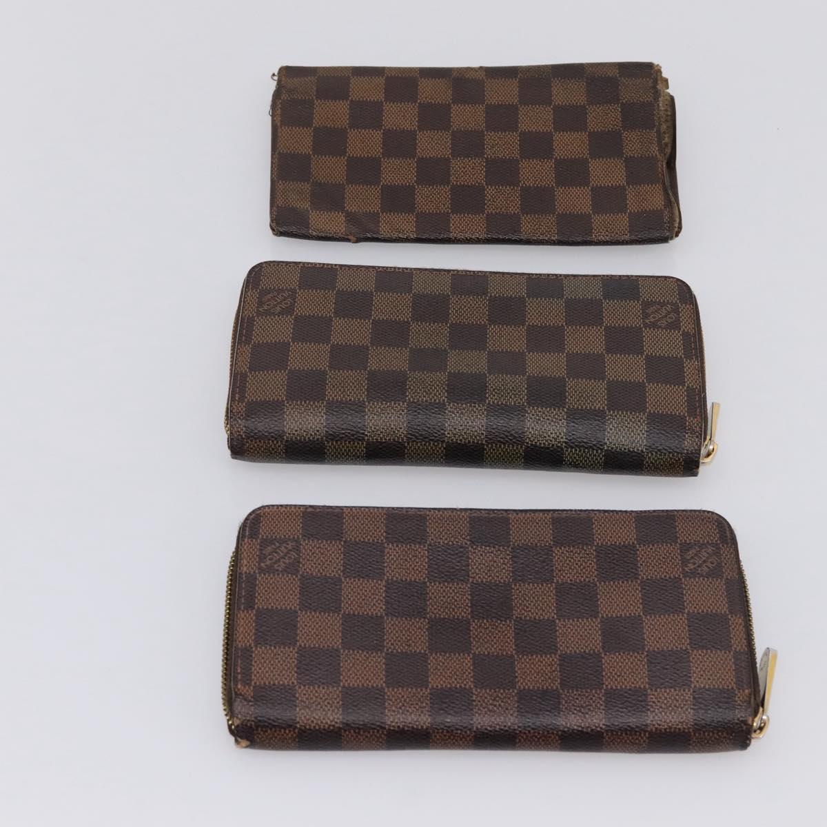 LOUIS VUITTON Damier Ebene Long Wallet 10 Set LV Auth CB319