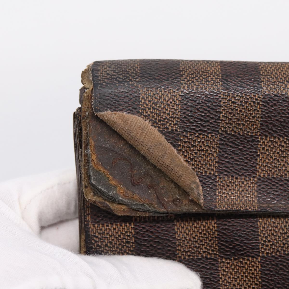 LOUIS VUITTON Damier Ebene Long Wallet 10 Set LV Auth CB319