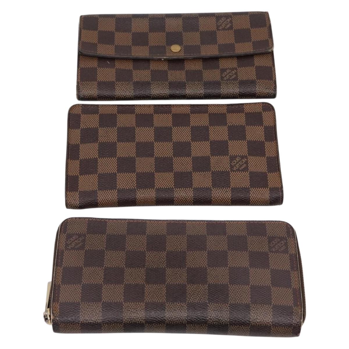 LOUIS VUITTON Damier Ebene Long Wallet 10 Set LV Auth CB319