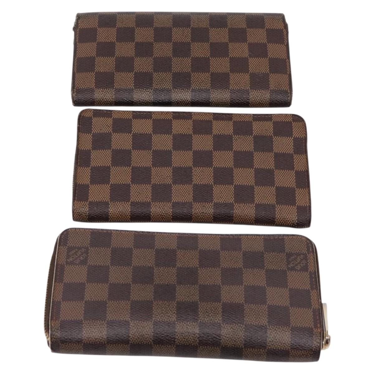 LOUIS VUITTON Damier Ebene Long Wallet 10 Set LV Auth CB319