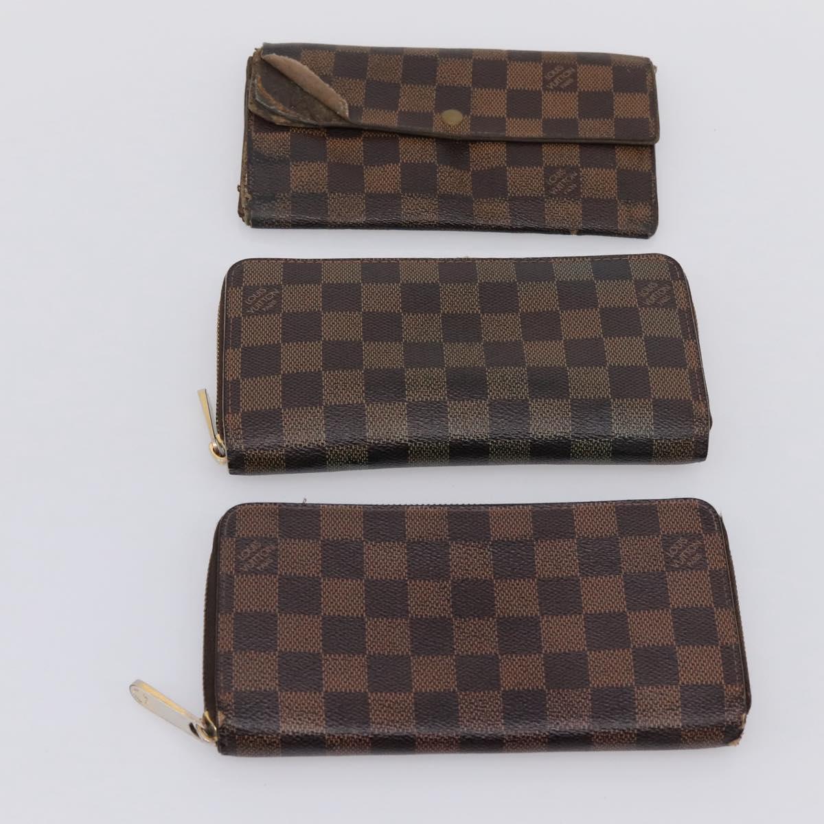 LOUIS VUITTON Damier Ebene Long Wallet 10 Set LV Auth CB319