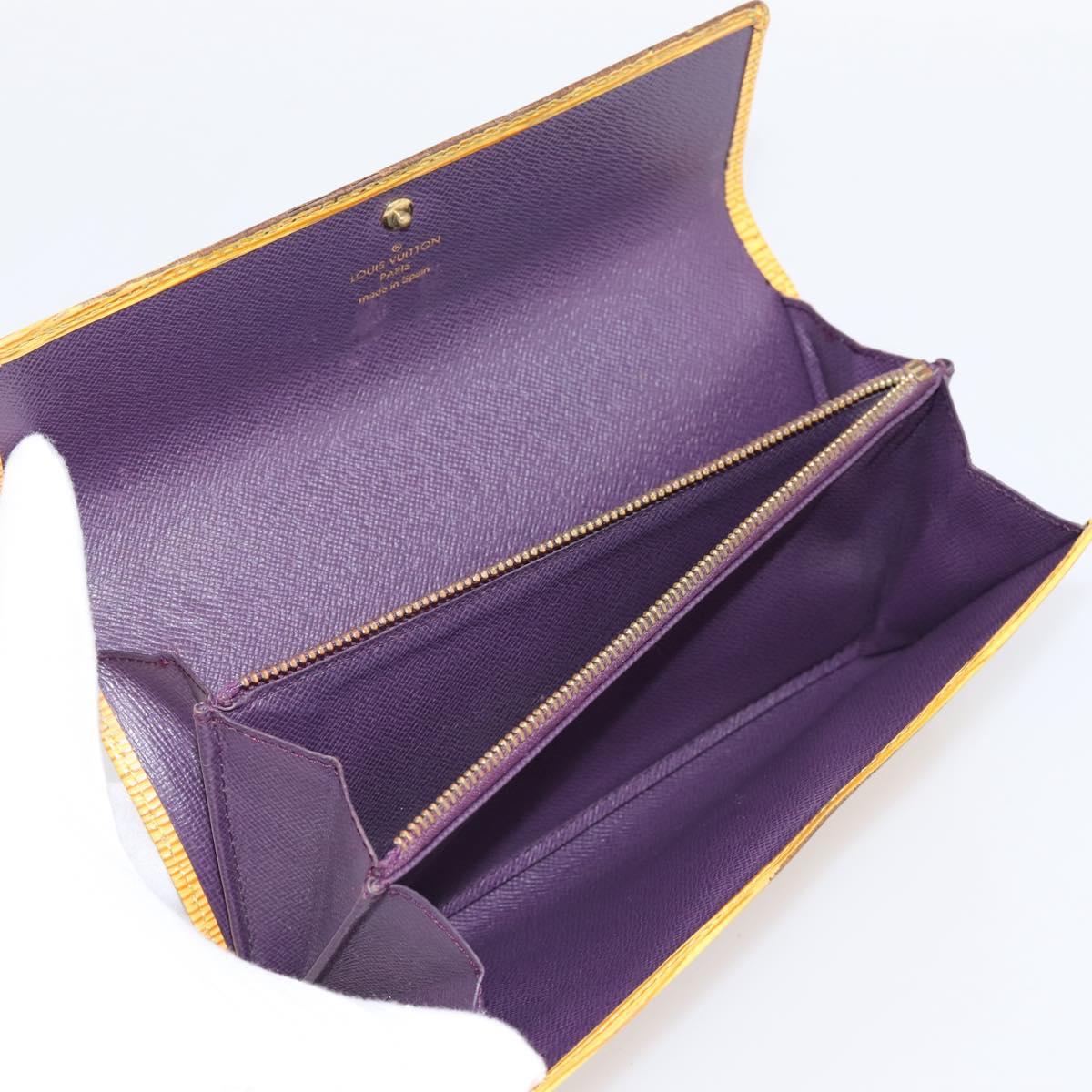 LOUIS VUITTON Epi Long Wallet 10 Set Black Brown Yellow LV Auth CB320