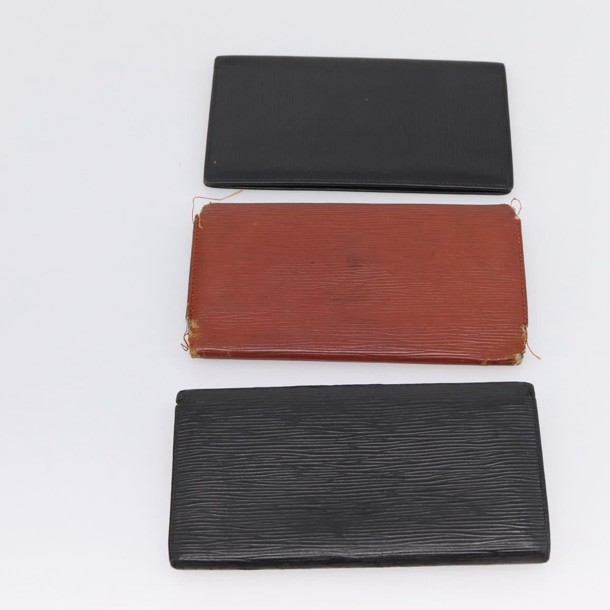 LOUIS VUITTON Epi Long Wallet 10 Set Black Brown Yellow LV Auth CB320
