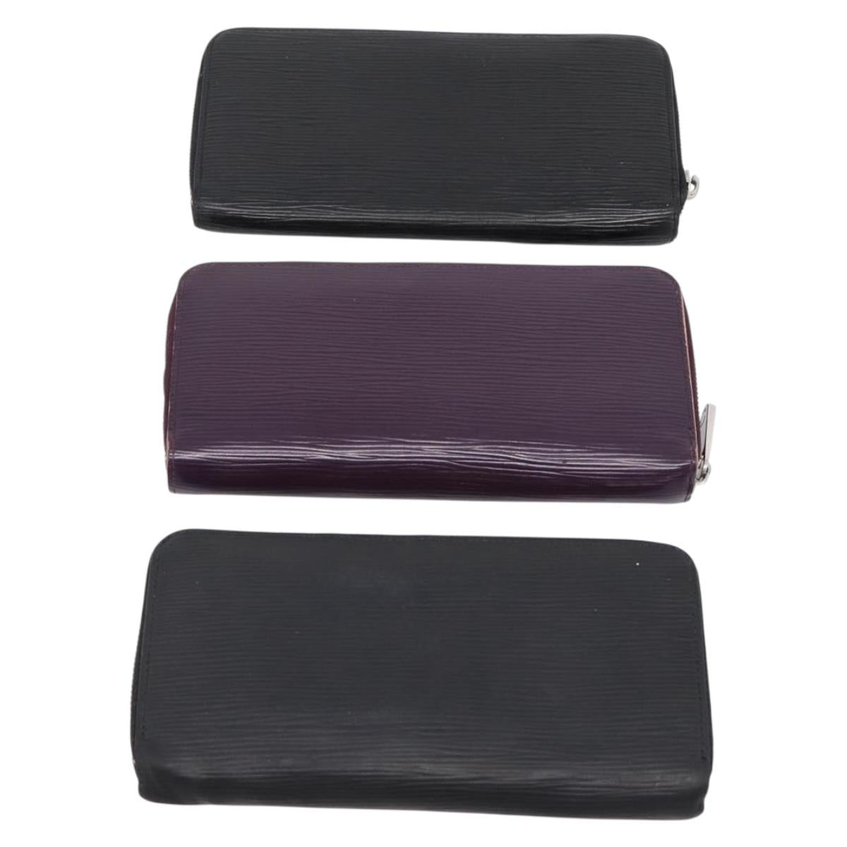 LOUIS VUITTON Epi Long Wallet 10 Set Black Brown Yellow LV Auth CB320