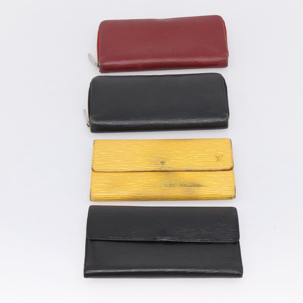 LOUIS VUITTON Epi Long Wallet 10 Set Black Brown Yellow LV Auth CB320