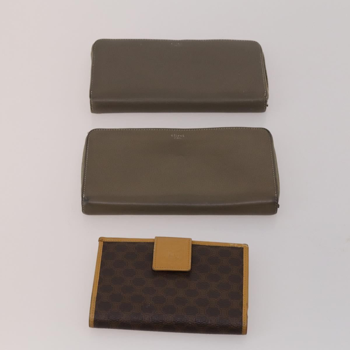 CELINE Macadam Canvas Wallet PVC Leather 10 Set Brown Beige Black Auth CB323