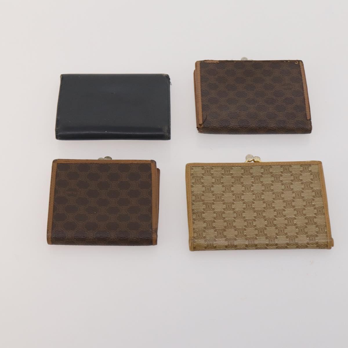 CELINE Macadam Canvas Wallet PVC Leather 10 Set Brown Beige Black Auth CB323