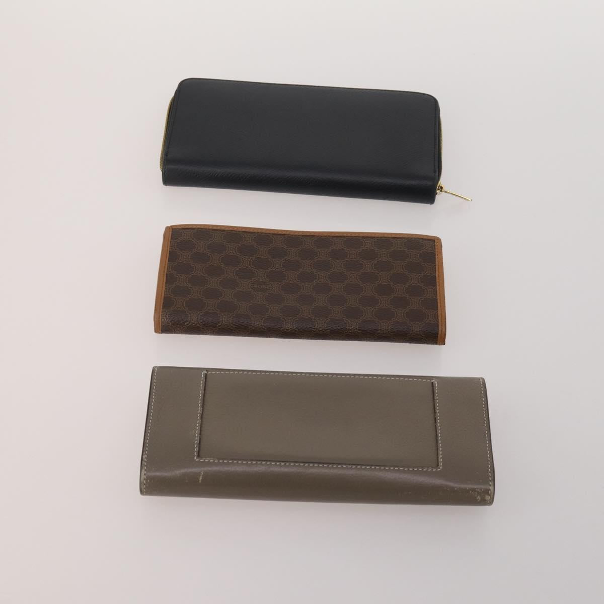 CELINE Macadam Canvas Wallet PVC Leather 10 Set Brown Beige Black Auth CB323