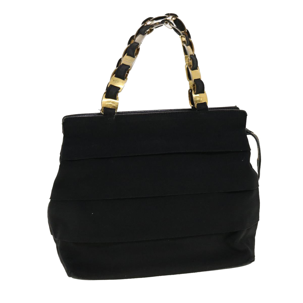 Salvatore Ferragamo Hand Bag Nylon Black AU-21-5251 Auth cl499