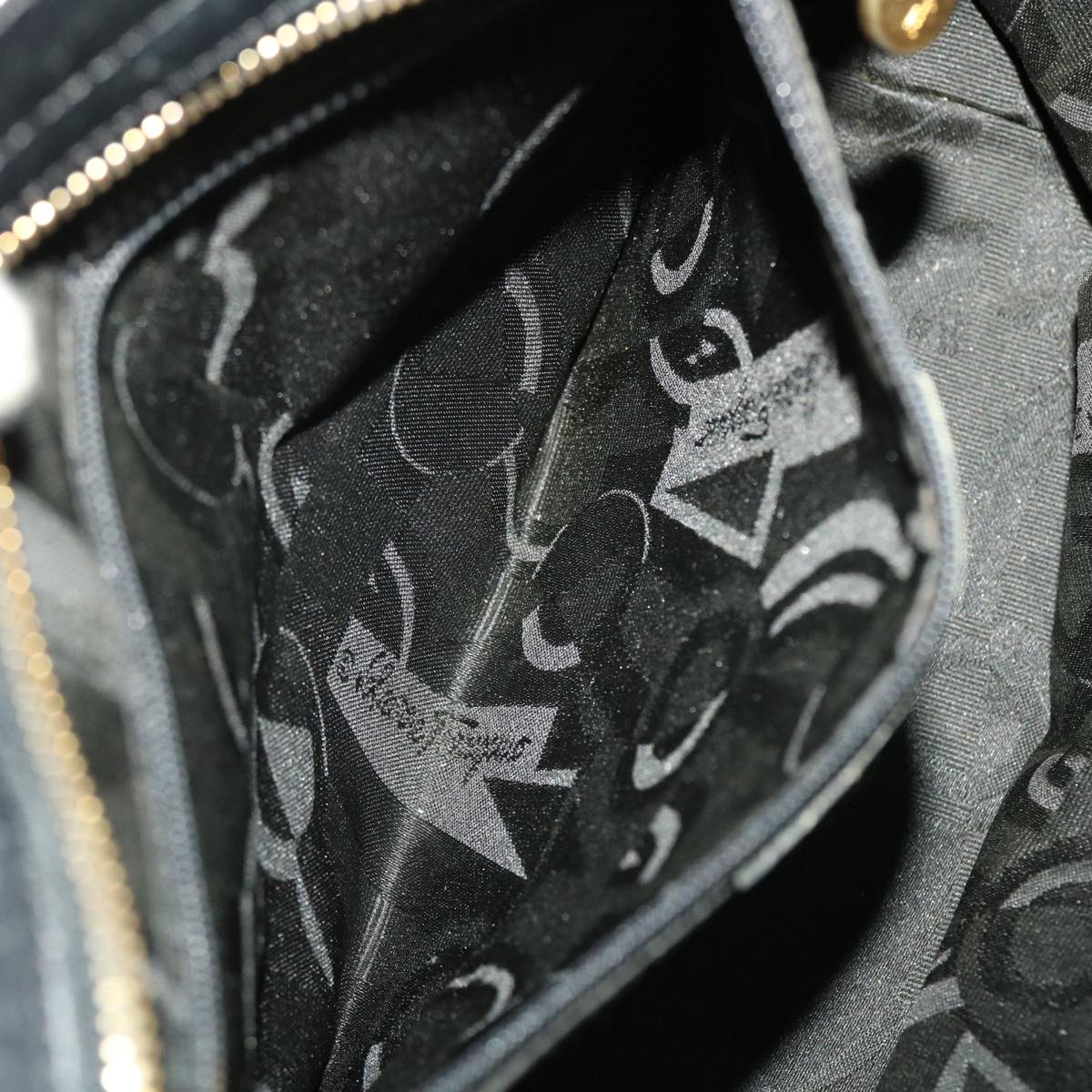 Salvatore Ferragamo Hand Bag Nylon Black AU-21-5251 Auth cl499