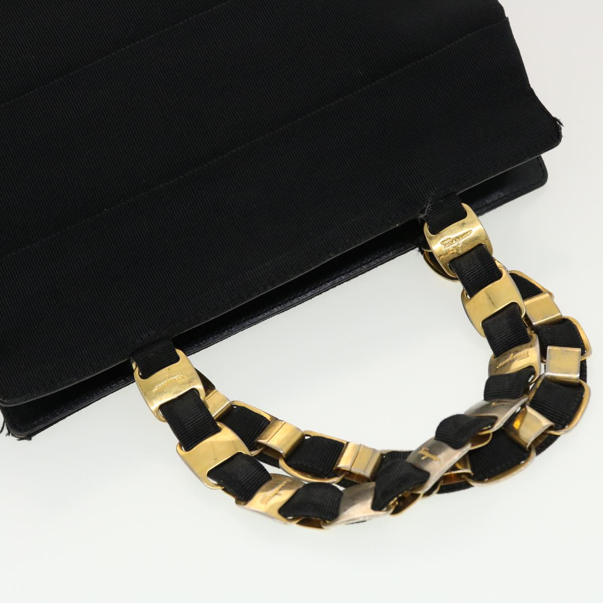 Salvatore Ferragamo Hand Bag Nylon Black AU-21-5251 Auth cl499