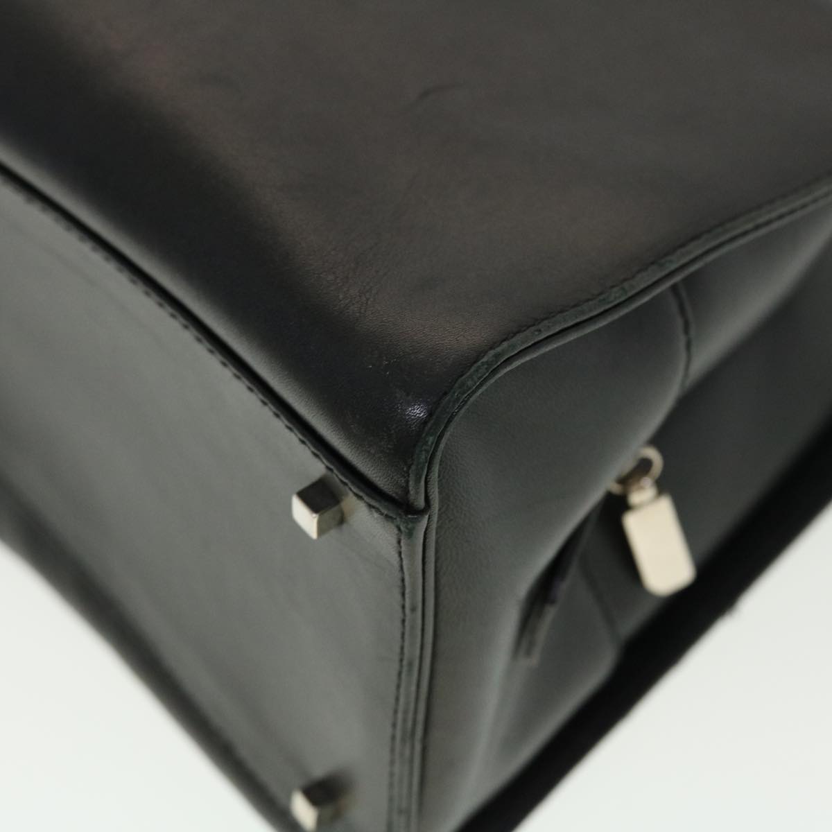 Salvatore Ferragamo Hand Bag Leather Black Auth cl501