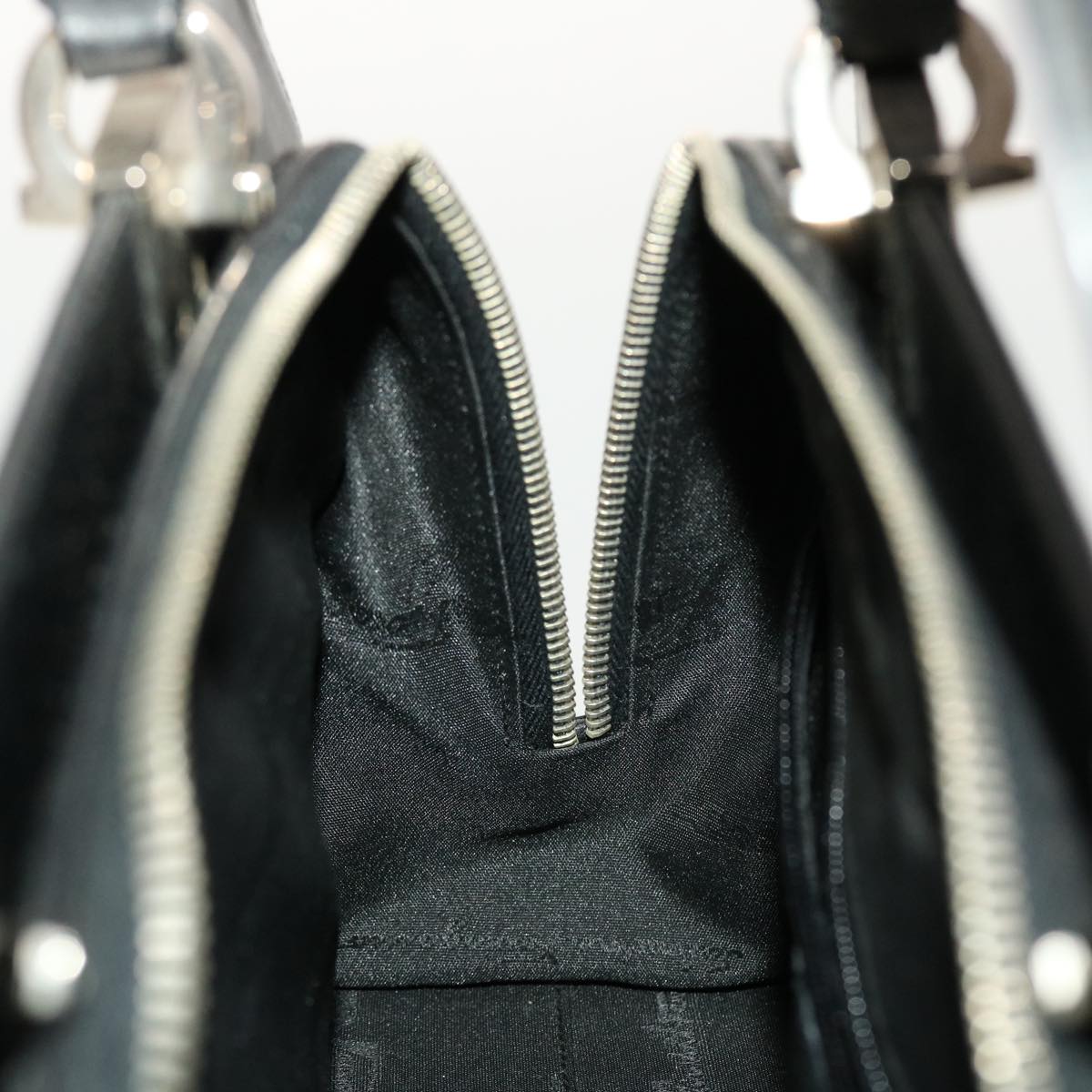 Salvatore Ferragamo Hand Bag Leather Black Auth cl501
