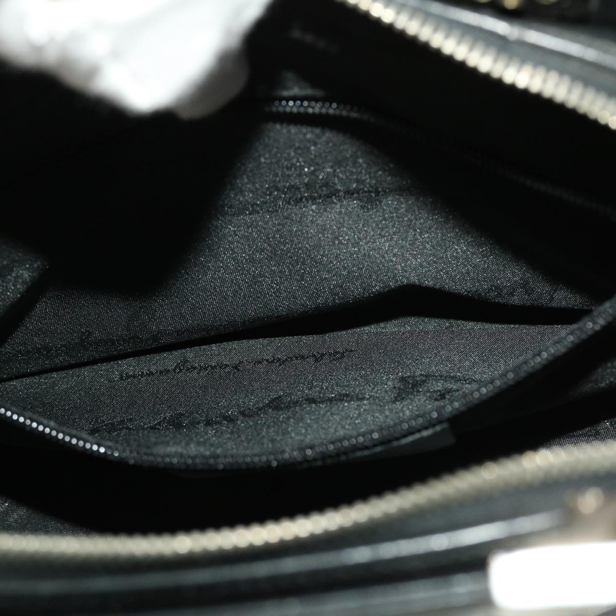 Salvatore Ferragamo Hand Bag Leather Black Auth cl501