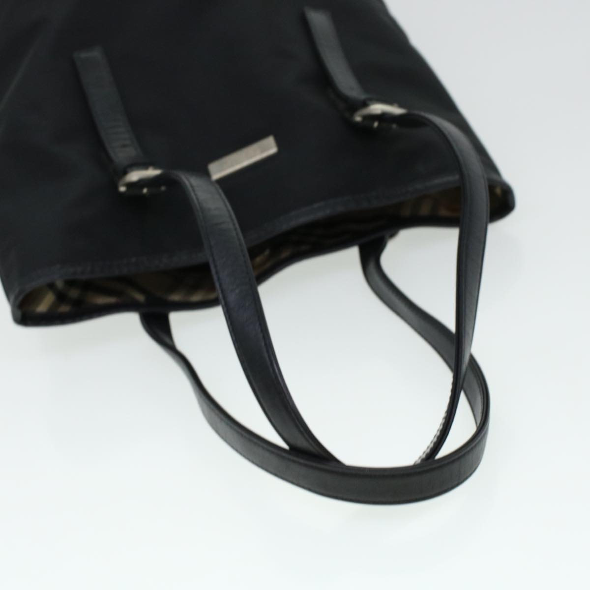 Burberrys Nova Check Shoulder Bag Nylon Black Auth cl506