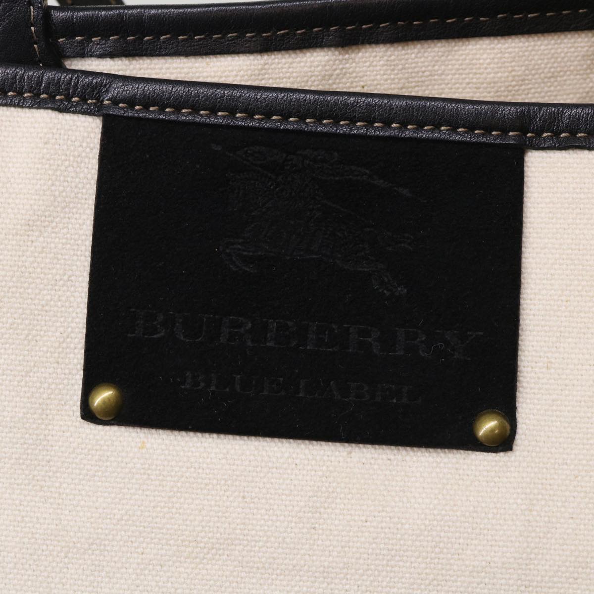 BURBERRY Blue Label Tote Bag Canvas Black White Auth cl660