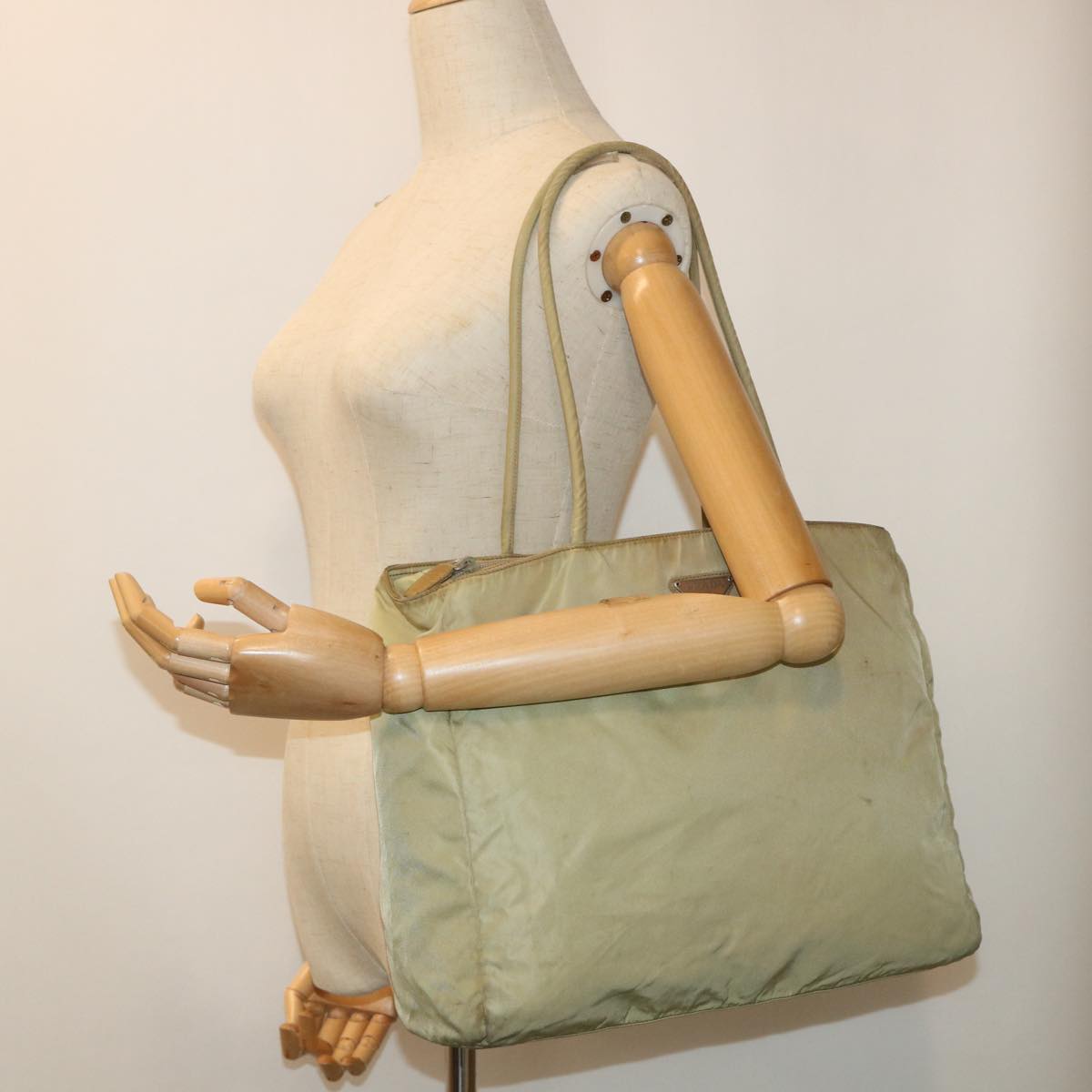 PRADA Shoulder Bag Nylon Khaki Auth cl676