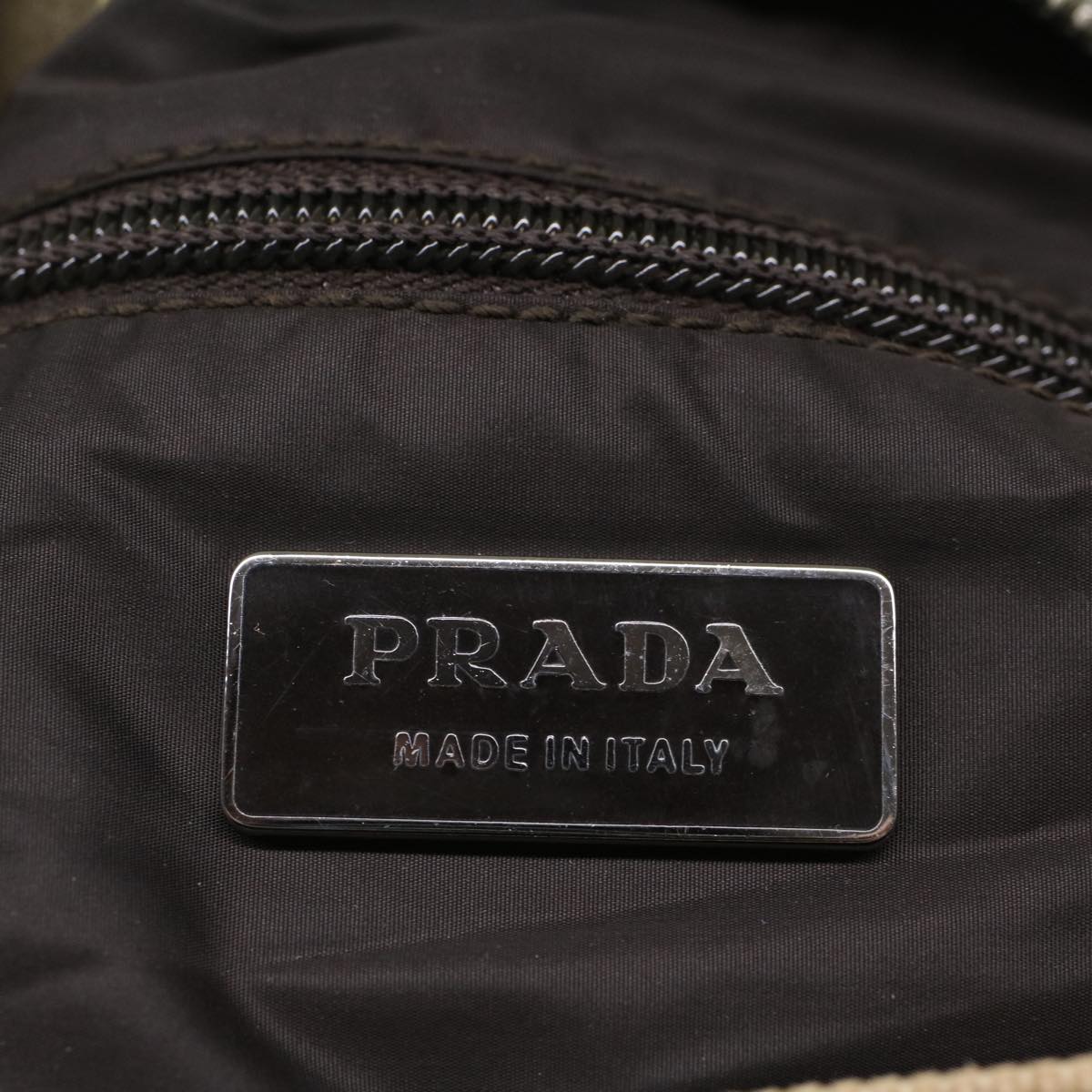 PRADA Shoulder Bag Canvas Leather Beige Auth cl696