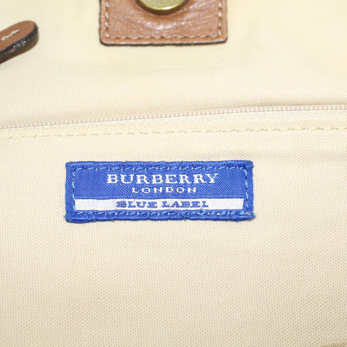 BURBERRY Blue Label Shoulder Bag Canvas Beige Auth cl702