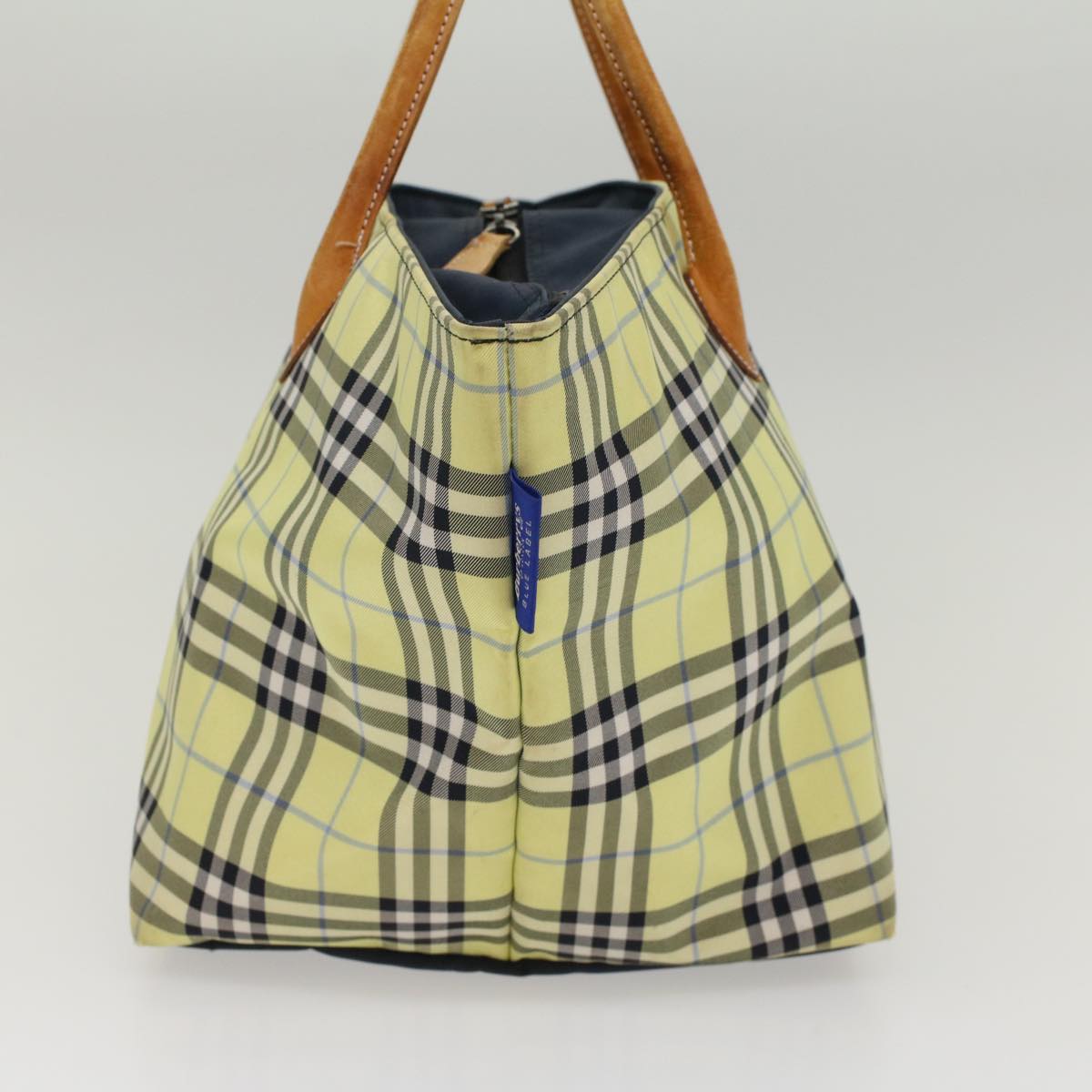 Burberrys Nova Check Blue Label Tote Bag Nylon Yellow Auth cl735