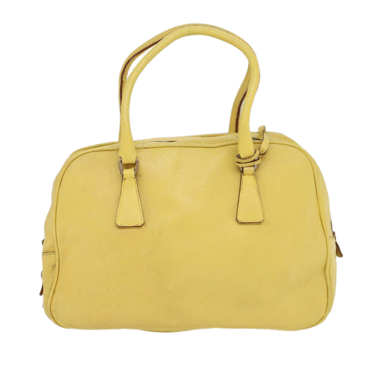 PRADA Hand Bag Leather Yellow Auth cl744