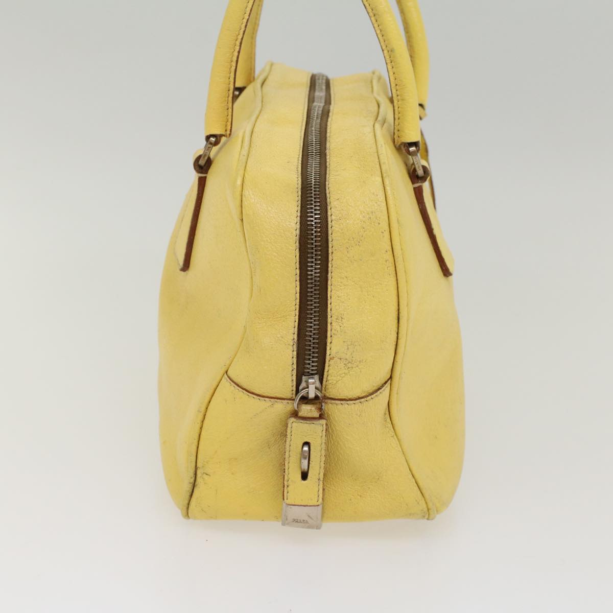 PRADA Hand Bag Leather Yellow Auth cl744