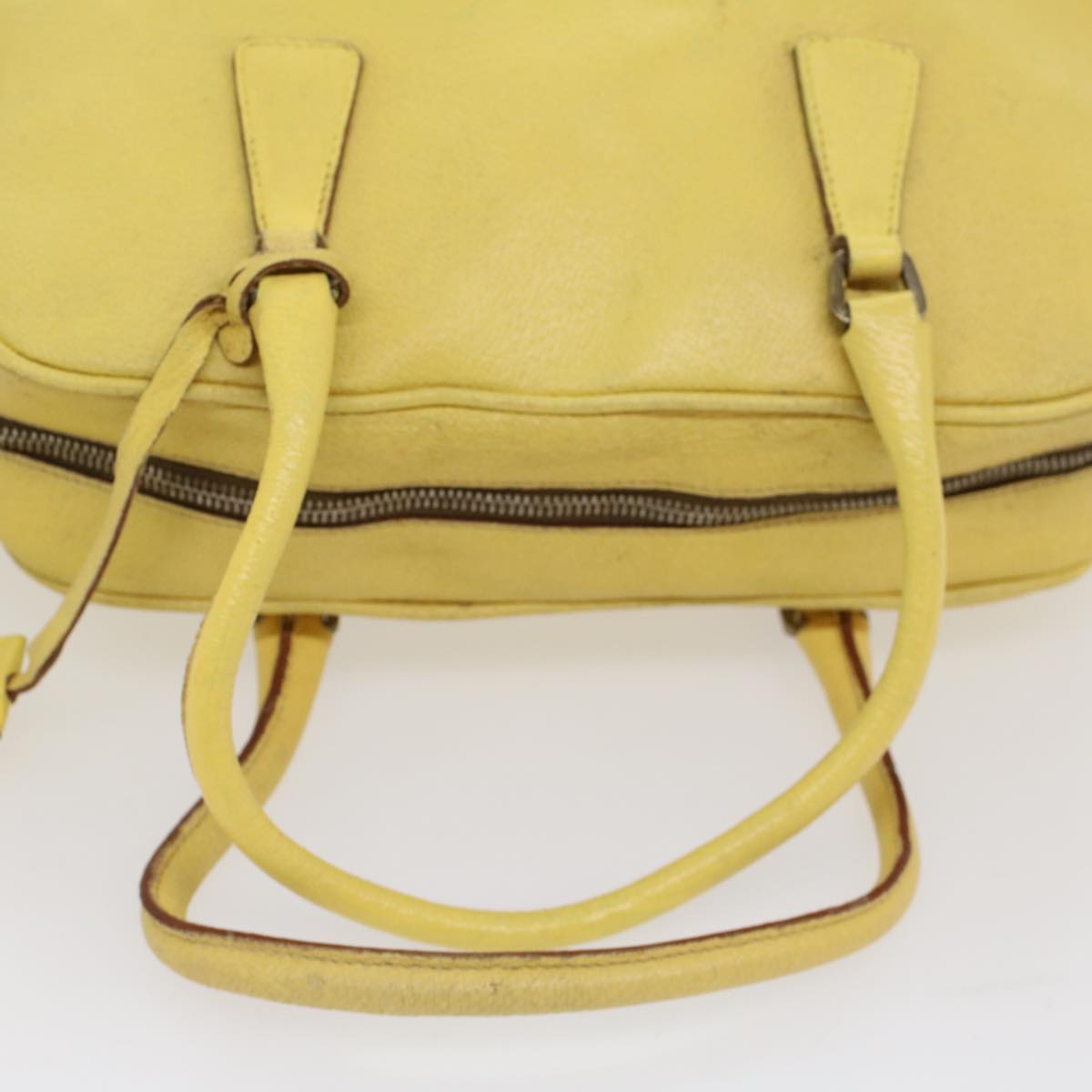 PRADA Hand Bag Leather Yellow Auth cl744