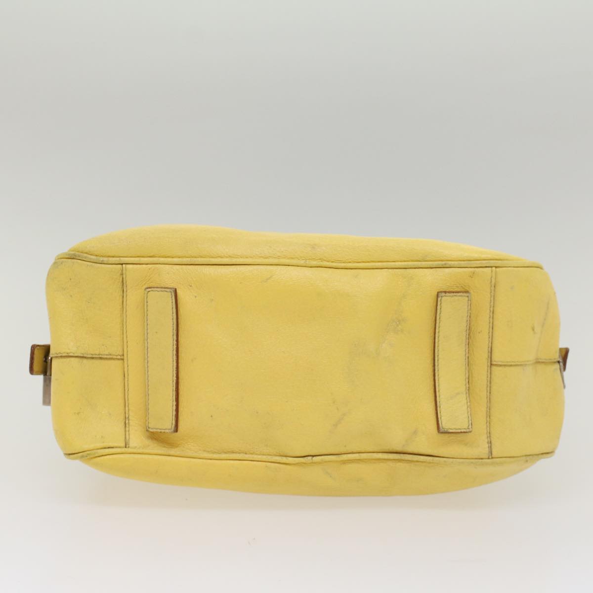 PRADA Hand Bag Leather Yellow Auth cl744