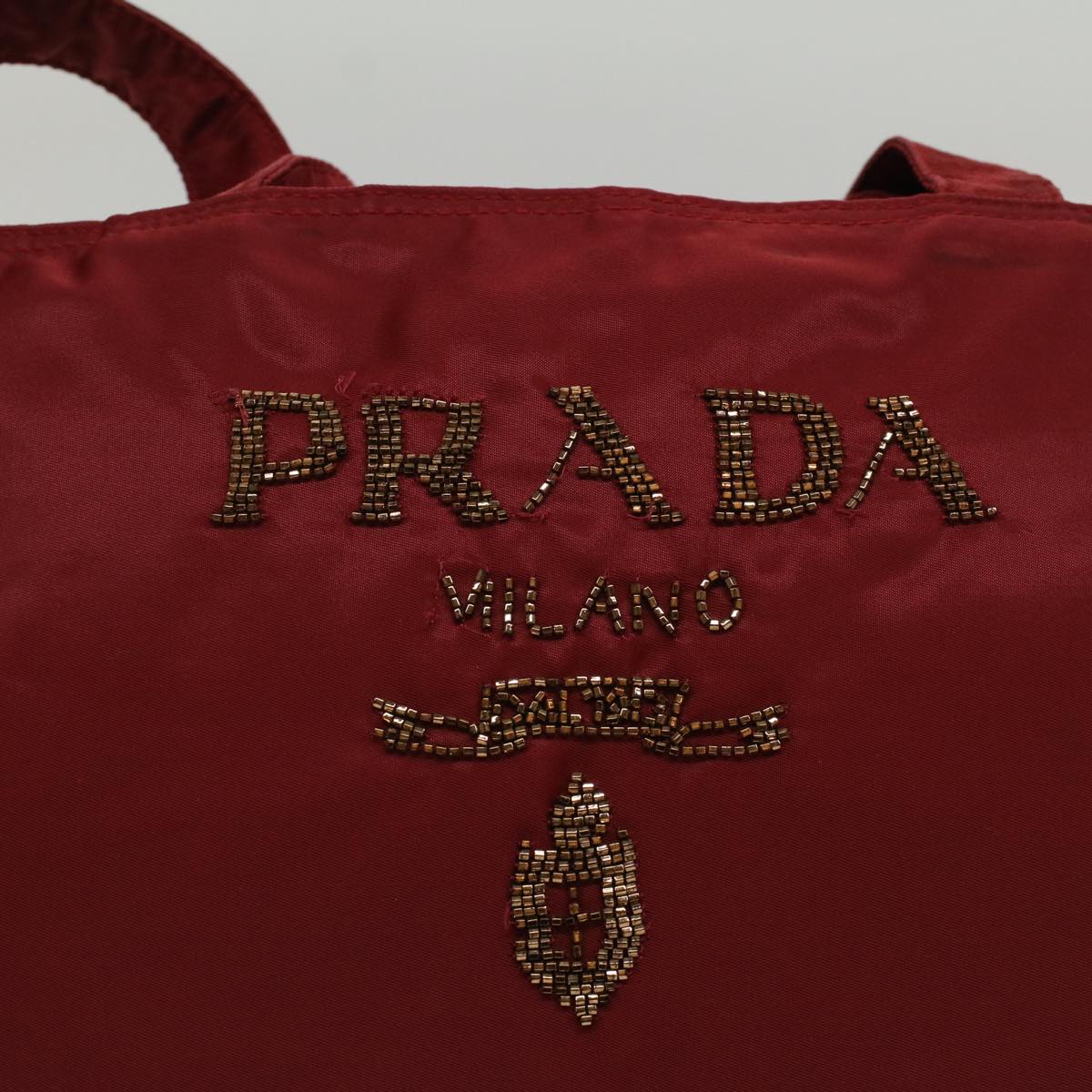 PRADA Tote Bag Nylon Red Auth cl745