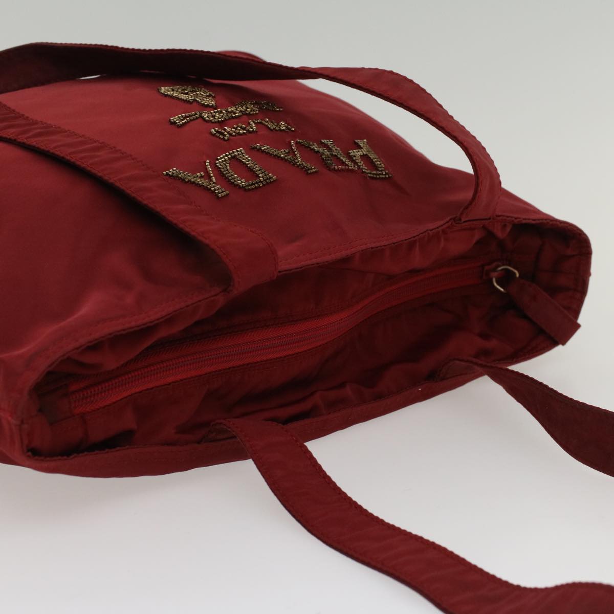 PRADA Tote Bag Nylon Red Auth cl745