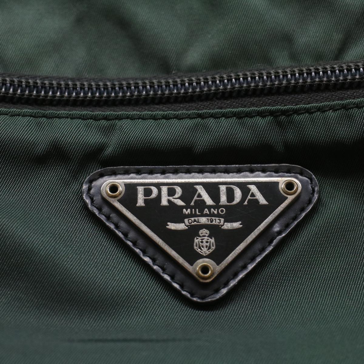 PRADA Tote Bag Nylon Green Auth cl753