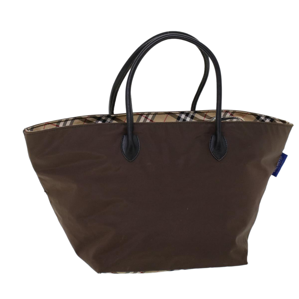 Burberrys Blue Label Tote Bag Nylon Brown Auth cl764